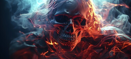 Fototapeta premium a light grim reaper ifrit , coming out of the smoke,ai generative