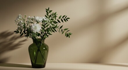 White flowers arrangement in green vase