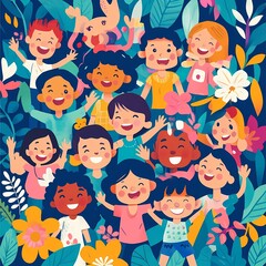 Illustrations for World Children's Day in various styles, bright colors.