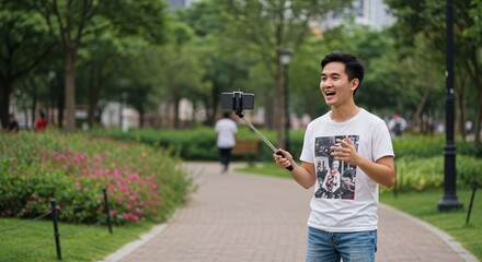 Vlogging Outdoors with Smartphone and Selfie Stick