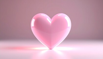 A large, glossy pink heart on a light pink background.  Soft lighting highlights the heart