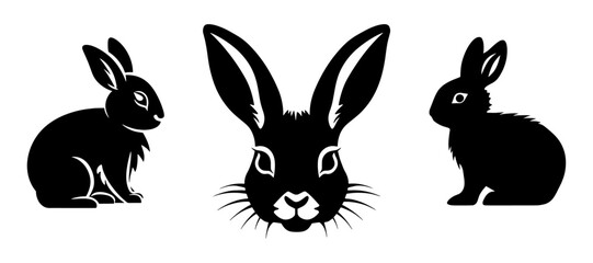Rabbit Silhouette Set, vector illustration