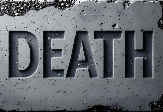 deathと書かれたコンクリートの板