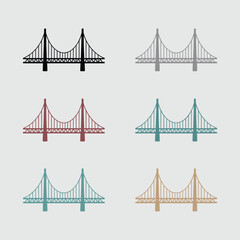 Fototapeta premium Six Simple Bridge Icons in Different Colors