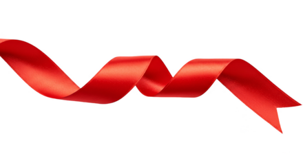 Isolated Ribbon Red Curved Loop Decoration on Transparent Background