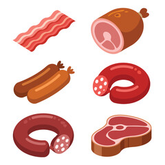 Various Types of Meat Products Illustration