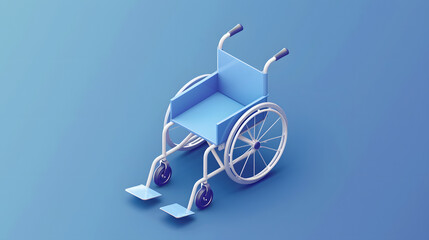 Fototapeta premium 3d Isometric icon of a blue wheelchair hospital