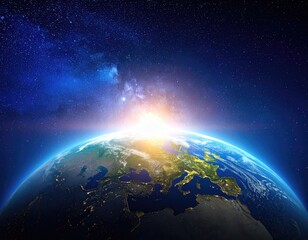 Obraz premium Earth from space, sunrise over Europe
