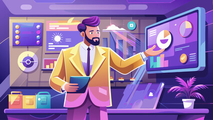 man in Smart Blazer | Monitor Presentation (Innovation Plum Theme)