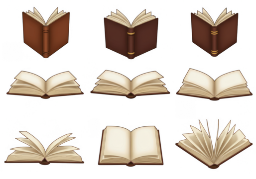Illustration of Various Brown Open Books Education Learning Literature