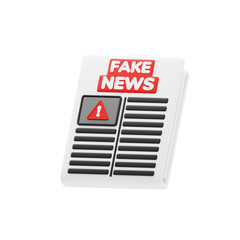 Fake News 3d icon. Fake news alert on newspaper