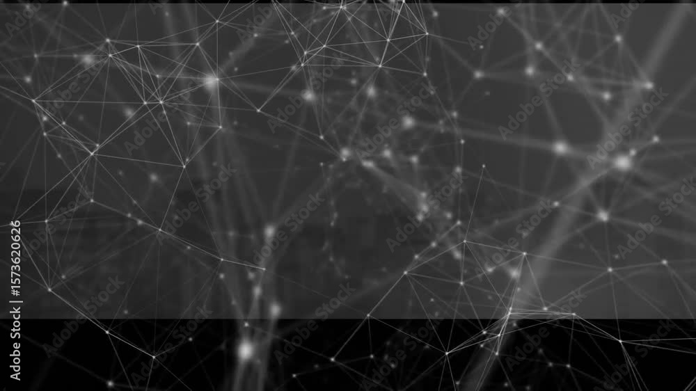 Poster node brightening initiating link emergence and mesh undulating illustrating data network evolution