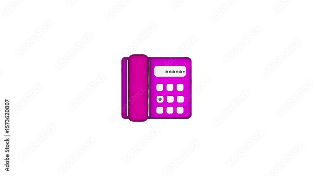 Poster a bright pink cordless phone with a keypad and a screen displaying asterisks for a password