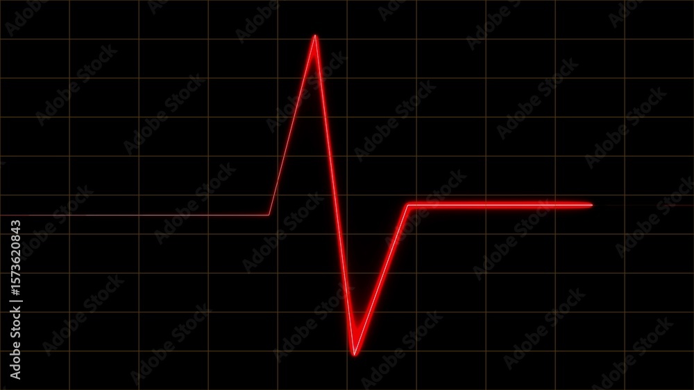 Poster abstract glowing red line graph on a dark grid background representing data or science