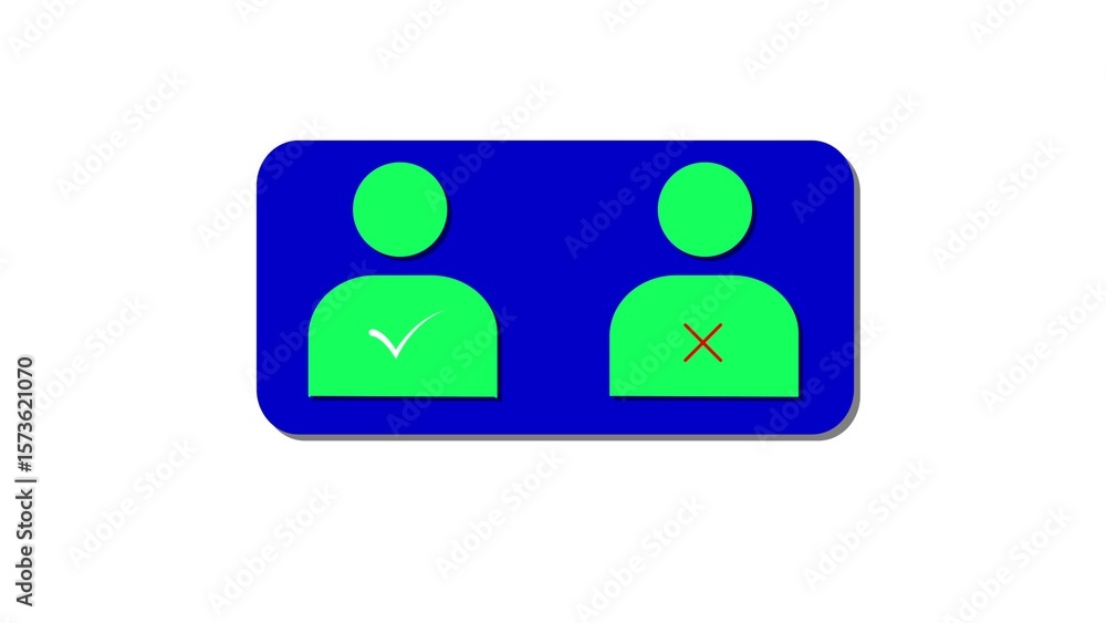 Poster two person icons one with a green checkmark and one with a red cross symbol