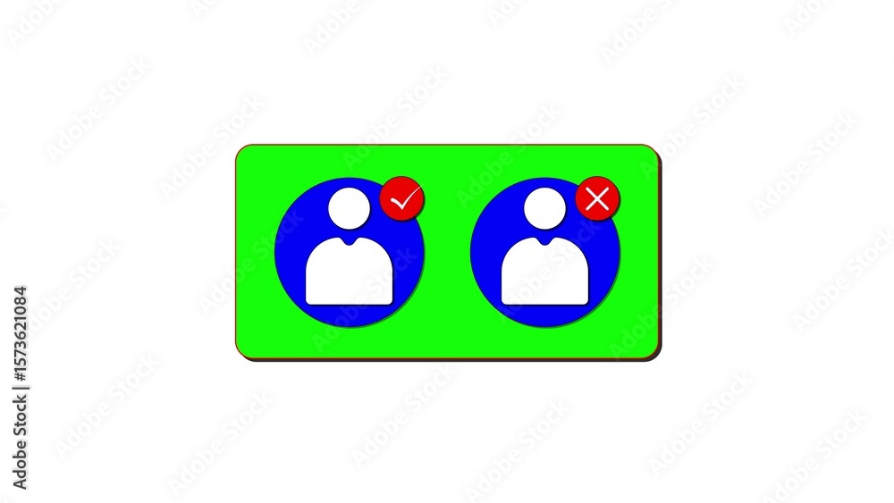 Aufkleber two user profile icons one with a check mark and one with an x mark