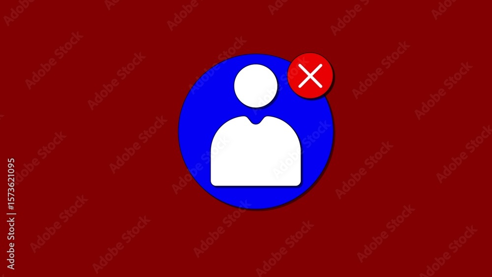 Poster stylized user icon with a red cross mark indicating deletion or error