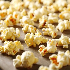 Kernels of popcorn on a dark surface
