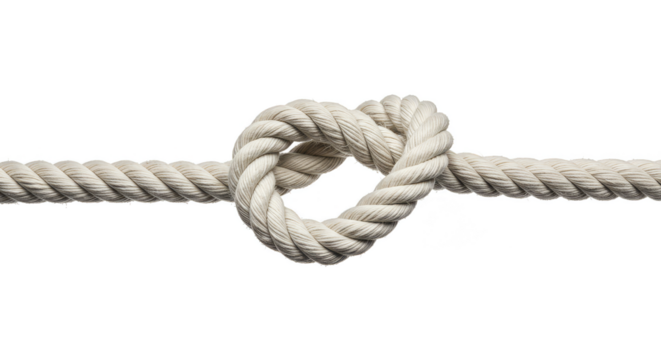 Isolated Rope Heart Knot on Transparent Background Love and Connection
