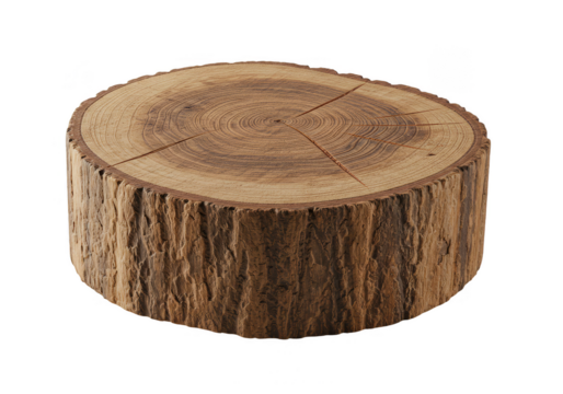 Isolated Round Brown Tree Slice Wood Log Section on Transparent Background