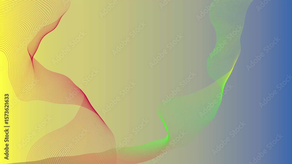 Poster abstract flowing lines with a gradient background transitioning from yellow to blue
