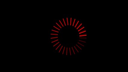 Abstract red radial lines forming a circular loading indicator on black background