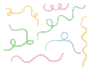 手描きあしらいセット　リボン　くねくね