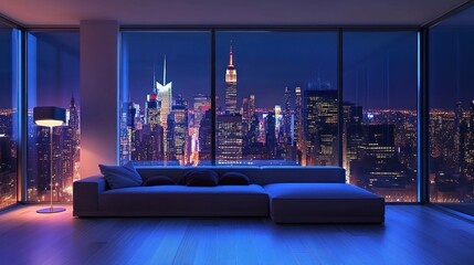 Night City View from Luxurious Apartment