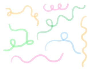 手描きあしらいセット　リボン　くねくね