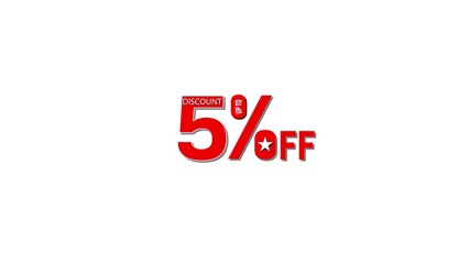 Up to five percent off discount graphic with red text and a white star