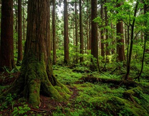 Obraz premium Lush green forest floor