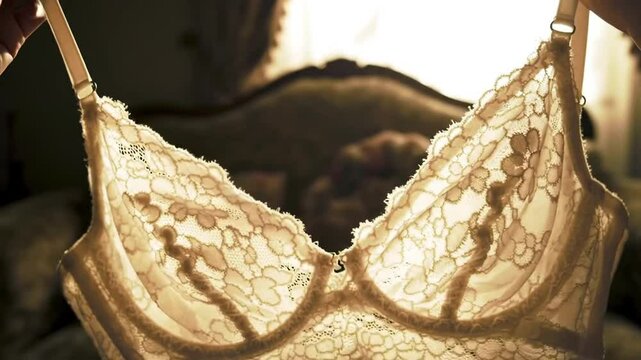 Elegant Lace Bra Close-Up: A Delicate and Stylish Fashion Lingerie Piece
