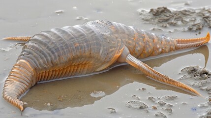 Unique Segmented Marine Creature on the Shore