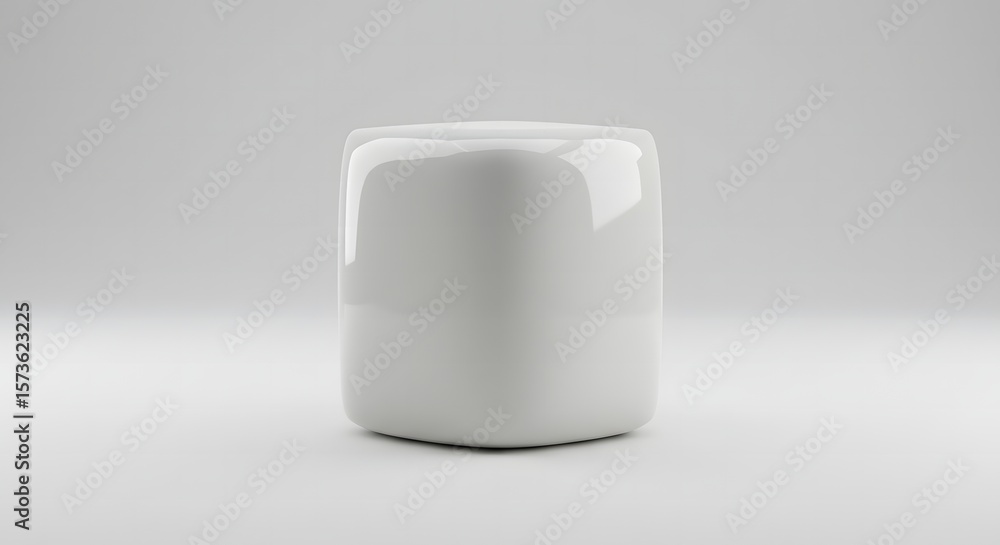 Poster clean white ceramic jar with smooth rounded edges isolated on a neutral studio background for produc