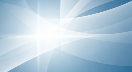 Obraz premium Abstract light blue waves and glowing center with soft curving lines