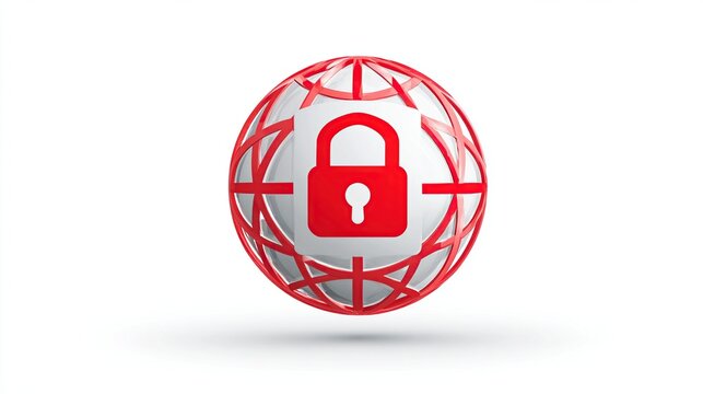 and keywords based on the image

 Security globe with a red padlock in center and a red grid symbolizing worldwide protection