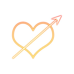 Orange glowing heart and arrow icon on transparent background
