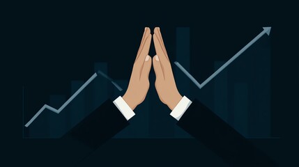 Two hands high-fiving in front of a rising graph and bar chart on a dark background, symbolizing success and teamwork.