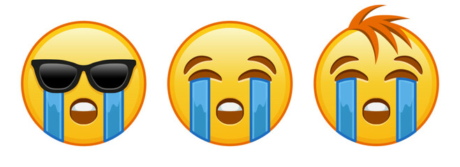 Face crying loudly Set of three emoji