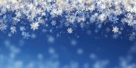 Fototapeta premium Beautiful Snowflakes Falling on a Blue Background