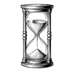 Illustration of Vintage Hourglass Measuring Time Sand in Transparent Background