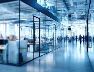 Modern Office Space Illuminating Glass Architecture Interior