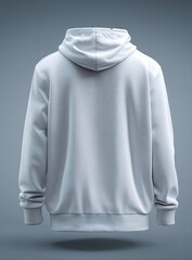 Minimalist White Hoodie on a Smooth Gray Backdrop