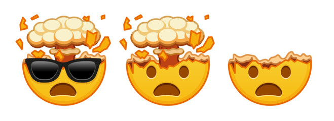 Shocked face with exploding head Set of three emoji