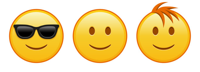 Slightly smiling face Set of three emoji
