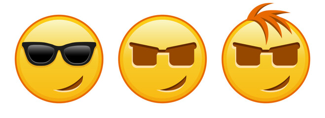 Smiling face in sunglasses Set of three emoji