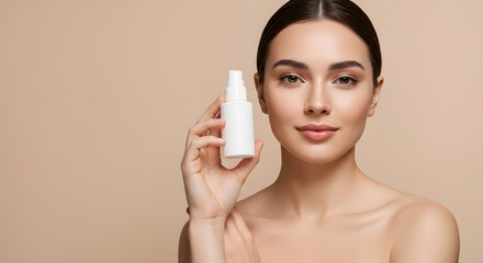 Beautiful Woman with Skincare Product, Beauty and Cosmetics Concept