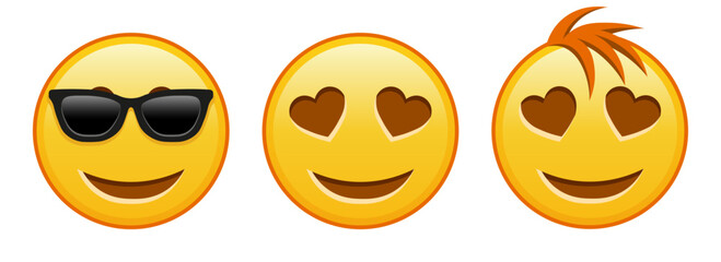 Smiling face with heart eyes Set of three emoji