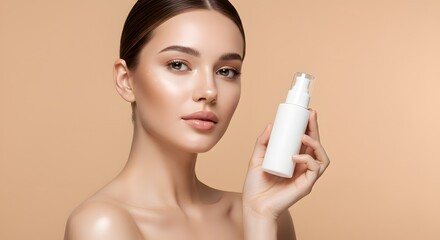 Beautiful Woman with Skincare Product, Beauty and Cosmetics Concept