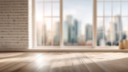 Bright Modern Interior View of Cityscape Panorama